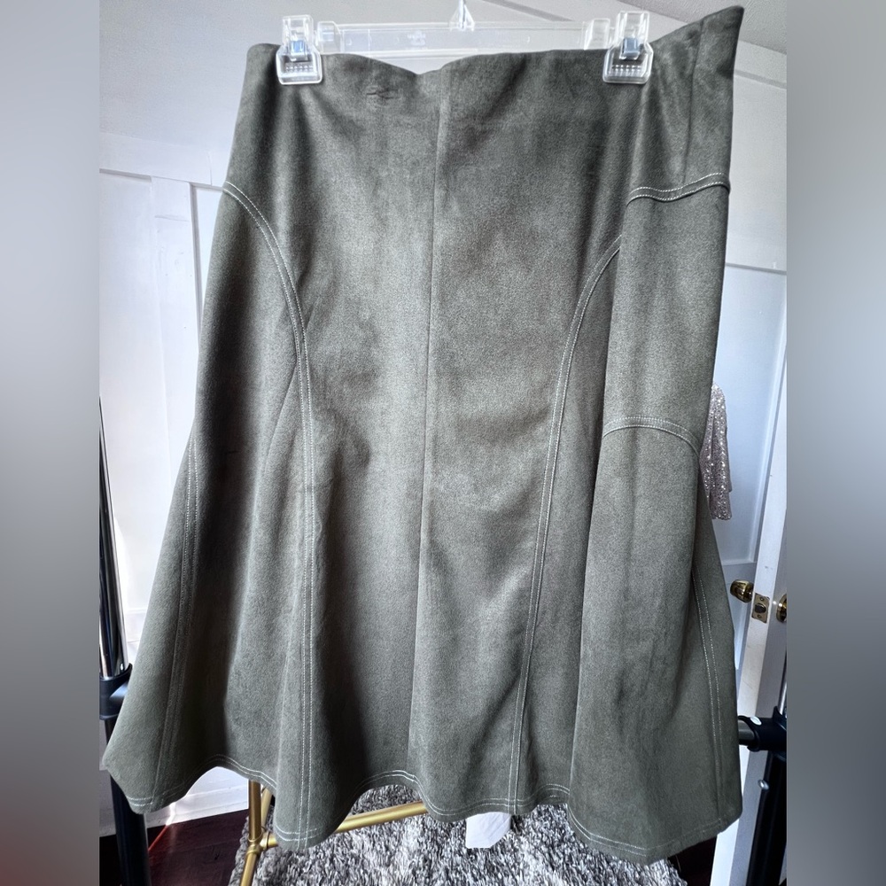 Olive Green Suede Skirt